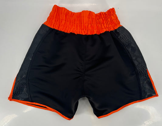 Black/orange snake side shorts