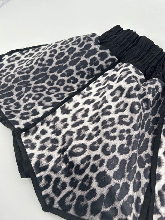 Velvet Leopard Print Gladiator Shorts/Set